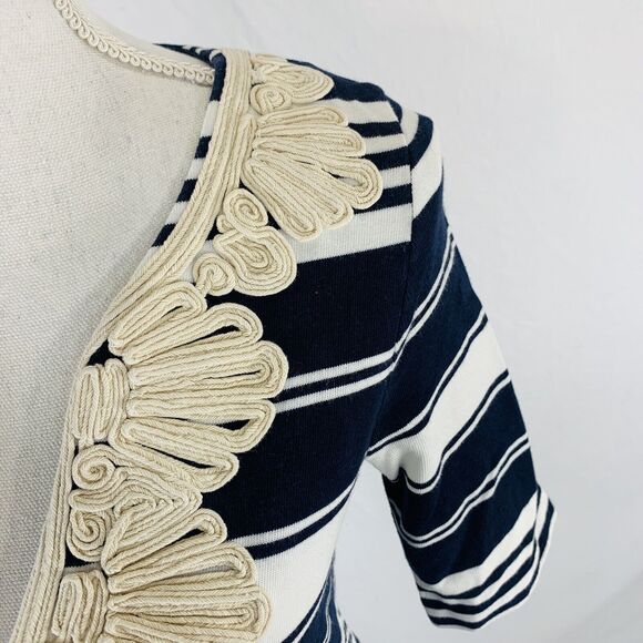 J.Crew Rope Necklace Tunic Tee Striped V Neck Cotton Knit Size Small - Picture 5 of 8